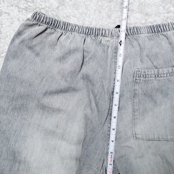 H&M Gray Wash Wide Leg Pull On Denim Jeans Pants Ankle Length Womens Size M - Picture 6 of 15